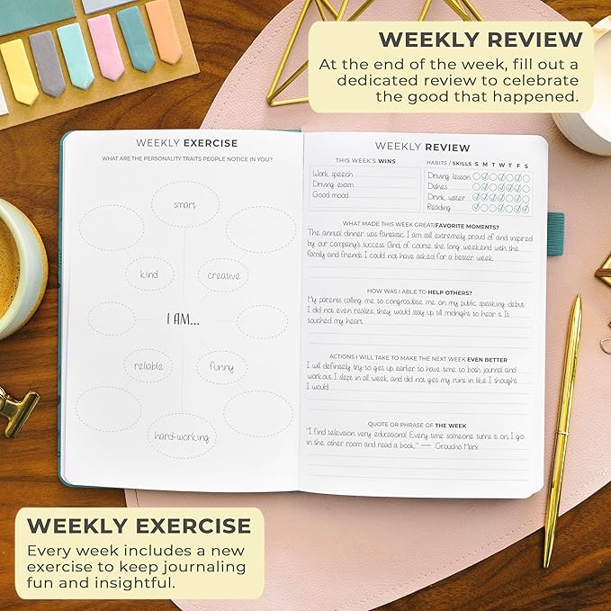 Clever Fox Gratitude Journal – Happiness, Positivity & Affirmation Daily Journal – Inspirational Daily Notebook – 3 Months, A5 (Aquamarine)