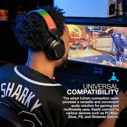 JLab Nightfall Gaming Headset with Near-Field Directional Flip-to-Mute Rotating Boom Mic, 50mm Drivers and Sound Isolating Inner Shelf, Wired 3.5mm for PC, PS5, PS4, Xbox Series X/S, Xbox one, Switch