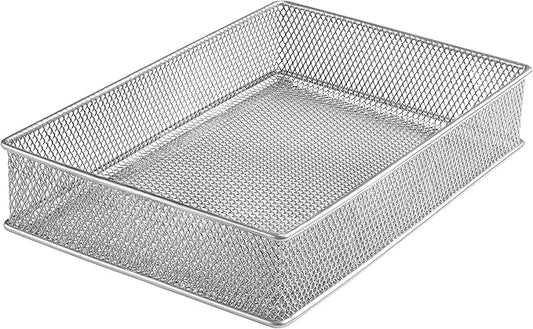 YBM HOME Silver Mesh Drawer Cabinet and or Shelf Organizer Bins, School Supply Holder Office Desktop Organizer Basket 1590s (1, 6x9x2 Inch)