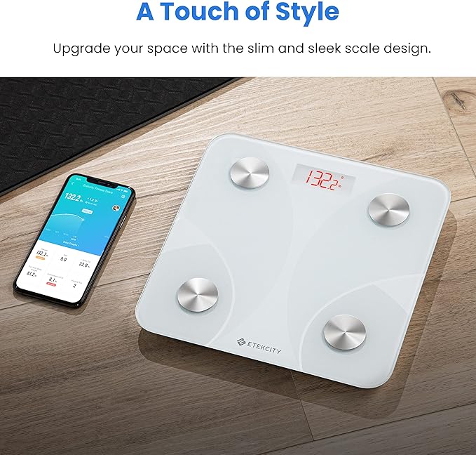 Etekcity Scale for Body Weight, Smart Digital Bathroom Weighing Scales with Body Fat and Water Weight for People, Bluetooth BMI Electronic Body Analyzer Machine, 400lb