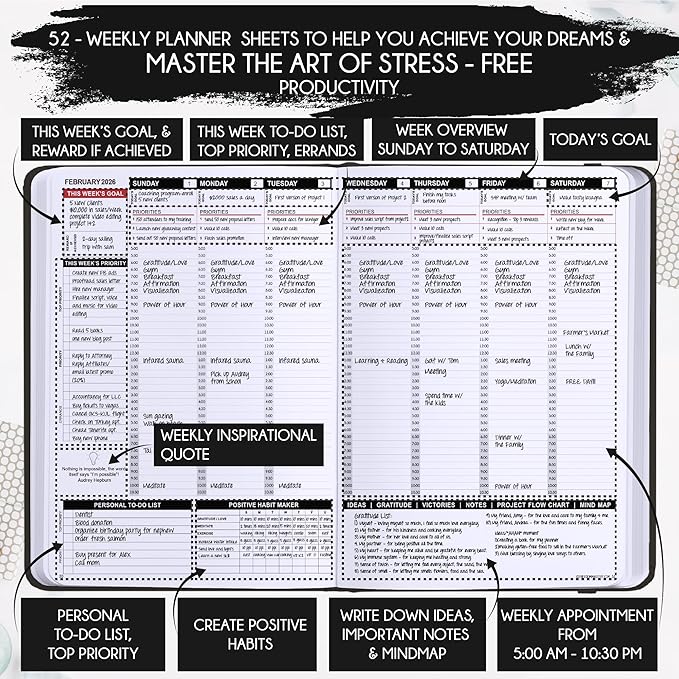 2026 Planner Weekly and Monthly | Law of Attraction Planner with Panduo App | A 12 Month Journey for Productivity, Gratitude & Goal Setting | Includes Foldable Vision Board, Gift Box & Stickers