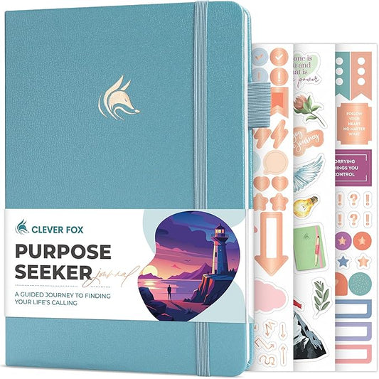 Clever Fox Purpose Seeker Journal – Guided Manifestation & Life Reflection Planner for Daily Self-Exploration, Goal-Setting & Gratitude (Aquamarine)