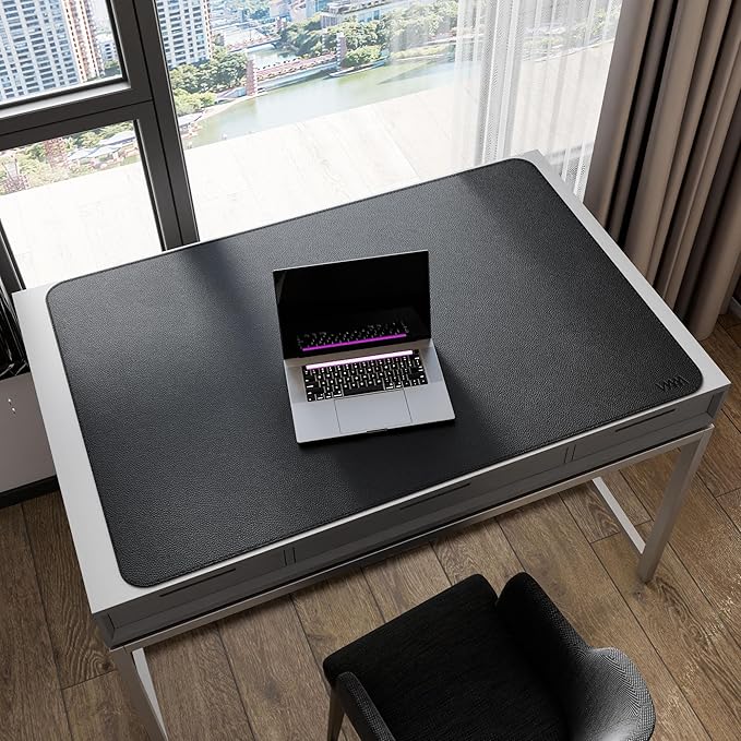 Vyaaa 47.2"x31.5" PU Leather Large Desk Mat (Black) - XXL Extended Mouse pad, Office Desk Protector, Non-Slip Computer Desk pad for Office, Gaming, Home