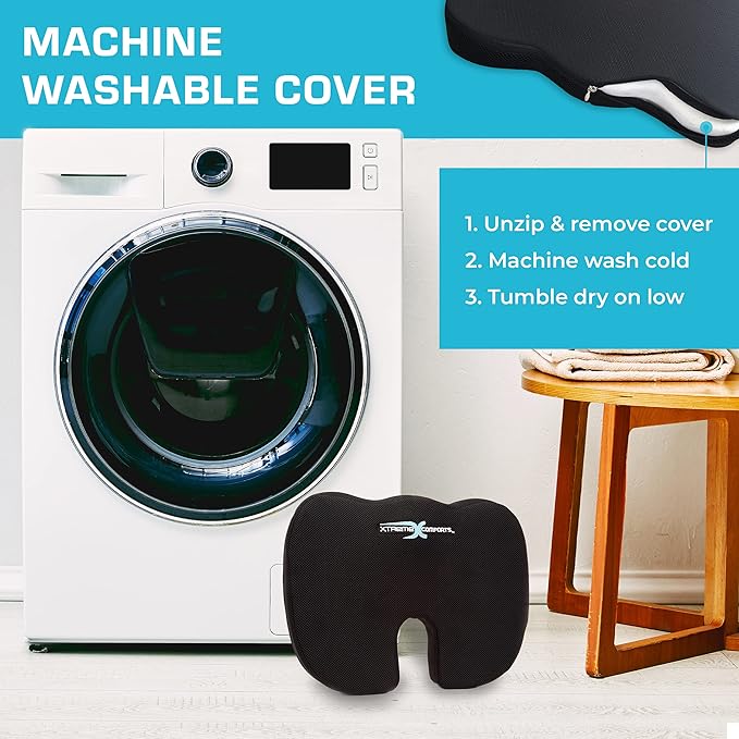 Xtreme Comforts Seat Cushions | Office Chair Cushions for Desk, Car, Wheelchair| Ergonomic Memory Foam Seat Cushion for Support & Comfort | Helps Improve Sitting Posture for Work & Body Relief