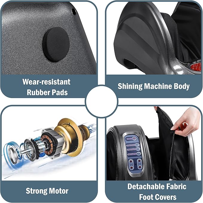 H&B Luxuries Shiatsu Foot Massager Machine with Remote Controller, Kneading and Rolling Home Massagers for Feet, Ankle, Calf, Leg, Gift for Men, Women, Father, Mom Parents and The Elderly, Gray