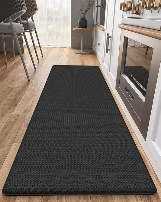 Color&Geometry Anti Fatigue Cushion Kitchen Mat for Floor -24"x59",Wide,Easy Clean, Water & Oil Proof, Anti Slip, Foam Rubber Runner Rug for Front Sink Comfort Standing,Black
