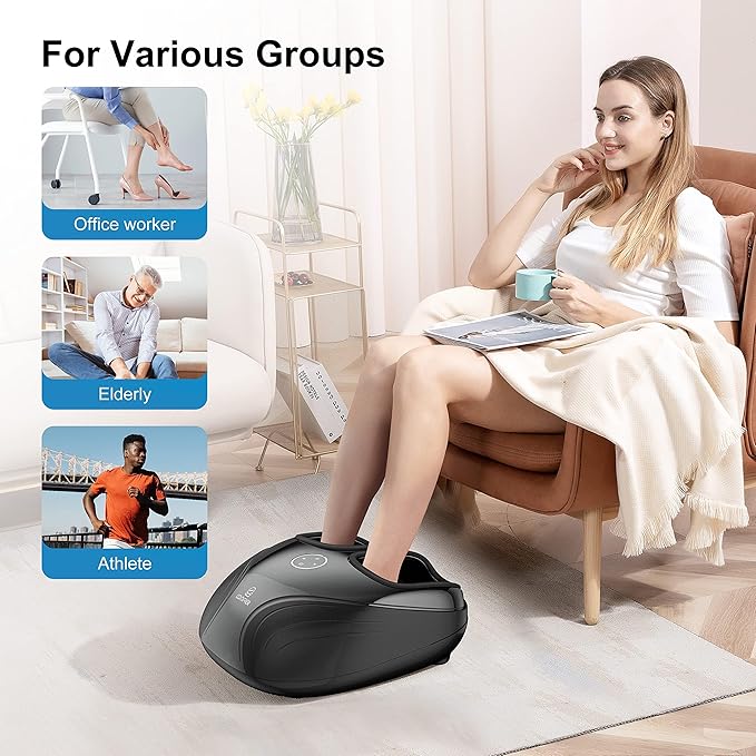 Shiatsu Foot Massager with Heat,Compression Kneading Rolling Feet Massager for Plantar Fasciitis,Neuropathy Massage for Foot Pain Relax at Home,Office, Gifts for Dad, Mom, Presents