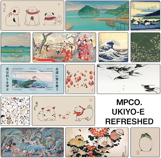 MPCO. Mount Fuji with Cherry Trees Large Gaming Desk Pad - 36" x 17" Aeroglyde Fabric Orignal Desk Mats - Non-Slip, Washable, Smooth Glide for Precision Gaming & Work