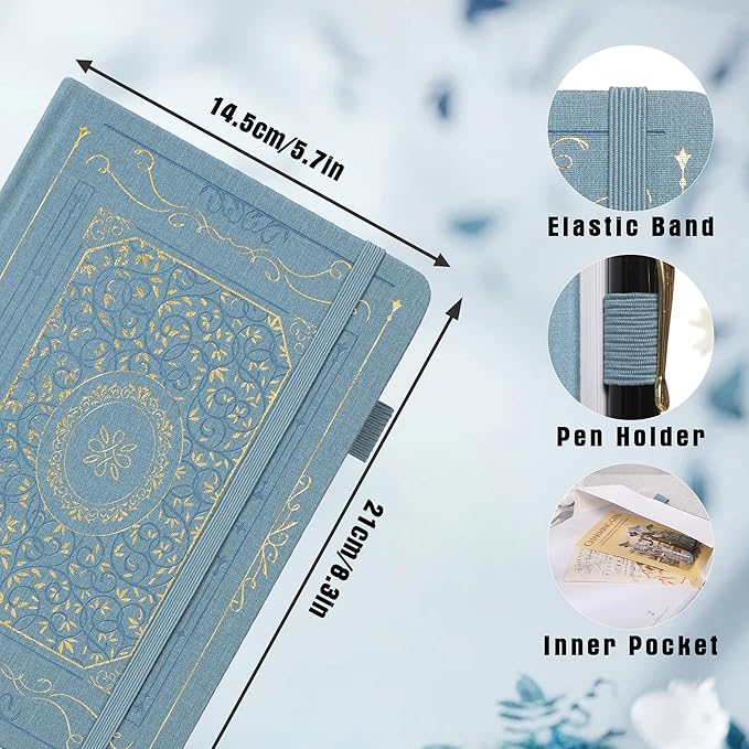 TIEFOSSI Bullet Dotted Notebook, 160gsm Thick Paper, Hardcover Dot Grid Journals for Women Men, 192 pages, for Travel, School and Office Use