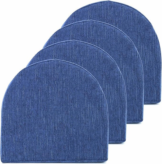 Chair Cushions: Premium High-Density Memory Foam Seat Cushion for Office, Home, & Car - Ergonomic Design for Comfortable Sitting, Relieves Pain & Tailbone Pressure with Non-Slip Bottom, 4 Pack, Navy