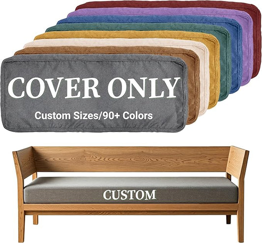 ColourTree Custom Size Cushion Cover, Slipcover Replaceable Bench Cushion Cover, Furniture/Window Seat Cover, 100+ Colors/Fabrics Can Choose (Custom Size Cover Only) (7 Inch Thick)
