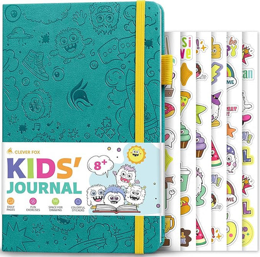 Clever Fox Kids’ Journal – Daily Feelings & Gratitude Notebook for 8+ Children – Child’s Planner & Mood Tracker for Journaling & Writing (Turquoise)