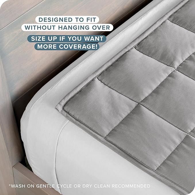 Bare Home Weighted Blanket All-Natural 100% Cotton with Nontoxic Glass Beads 40"x60" 10lbs, Light Grey