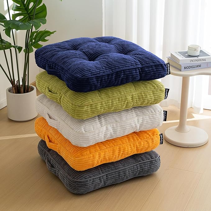 HIGOGOGO Washable Floor Pillow Cushion for Adults, Meditation Cushion Pillow, Large Square Floor Sitting, Removable Tufted Corduroy Cover, for Tatami Living Room or Yoga, 22x22 Inch, Machine Washable