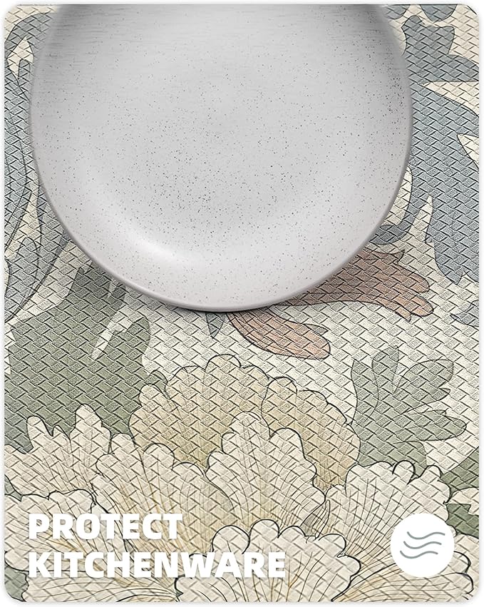 Color&Geometry Floral Kitchen Mat 24"x59", Anti Fatigue Mats for Kitchen Floor, Kitchen Rugs Non Slip, Waterproof & Oil Proof Kitchen Runner for Standing Desk Office, Sink - Floral Beige