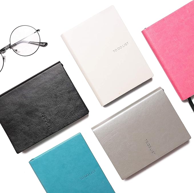 Daily to Do Checklist Notebook, Task Management, Organizer Planner, Hardcover, Ribbon Bookmark, 4.1 x 5.8”, A6 size, 110 Sheets (Pink)