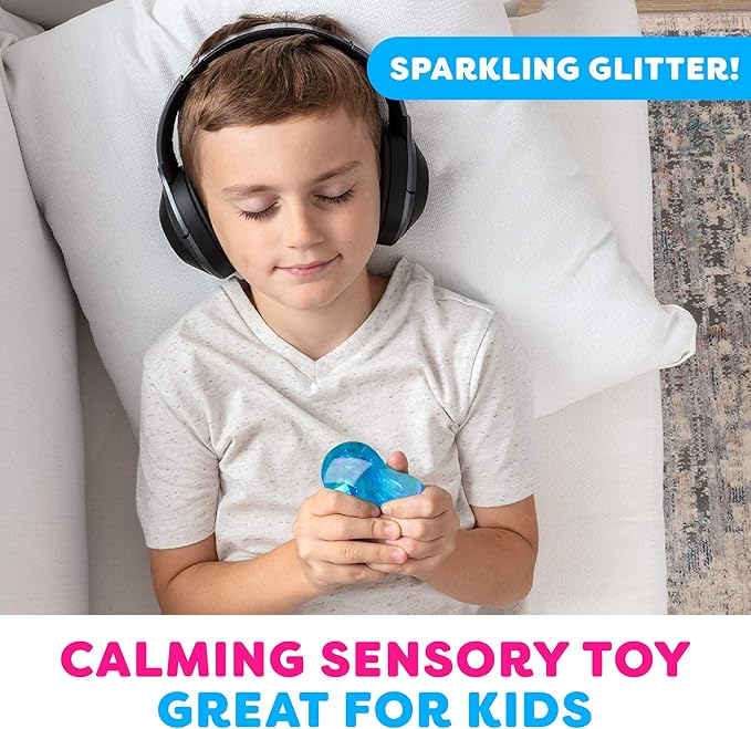 Power Your Fun Arggh Glitter Mini Stress Balls for Adults and Kids - 3pk Squishy Stress Ball Fidget Toys, Sensory Toys and Stress Relief Mini Squishy Toys Squeeze Ball Toy (Yellow, Pink, Blue)