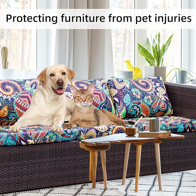 8Pcs Stretch Patio Cushion Covers,Outdoor Couch Covers Replacement,Outdoor Couch & Sofa Slipcovers,for Patio Furniture Cushion Covers,Washable Reusable urniture Protector (Rococo,Cover Only)