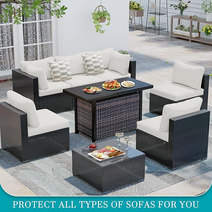 12Pcs Stretch Patio Cushion Covers,Outdoor Couch Covers Replacement,Outdoor Couch & Sofa Slipcovers,for Patio Furniture Cushion Covers,Washable Reusable Furniture Protector (Jade White,Cover Only)