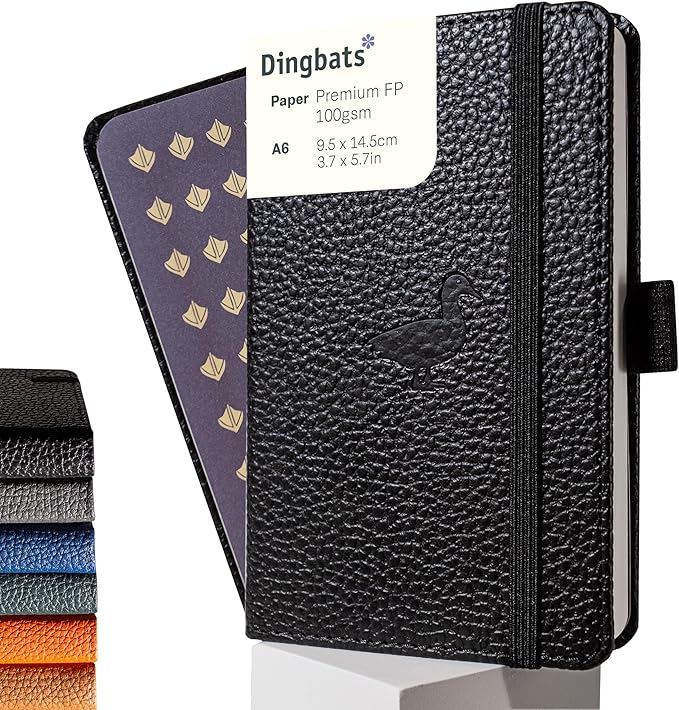 Dingbats* Wildlife A6 Plain Pocket Notebook - PU Leather Hardcover - Small Writing Journal for Work, Travel - Pocket, Elastic Closure, Bookmark