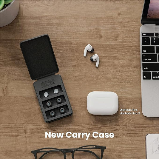 Foam Masters Ultra-Premium Memory Foam Ear Tips for AirPods Pro 1st & 2nd Gen | 3 Pairs | New Ver. | Secure Fit | Super Comfort | Better Noise Cancel | Replacement Buds (Medium, Black)