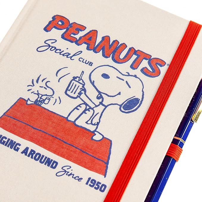 Graphique Peanuts Social Club Journal Plus Pen, Hardcover Lined Diary Notebook for Writing, 160 Pages, 6” x 8”
