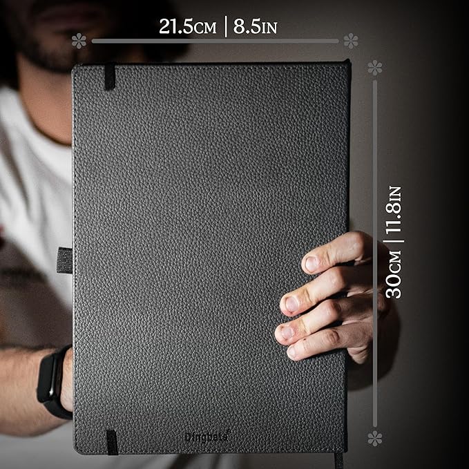 Dingbats* - Wildlife A4 Grid Notebook - Extra Large Hardcover PU Leather Journal - for Work, Travel - Pocket, Elastic Closure, Pen Holder, Bookmark