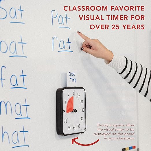 TIME TIMER 8 inch Visual Timer - 60 Minute Desk Countdown Clock with Dry Erase Activity Card, Also Magnetic - for Kids Classroom, Homeschooling Study Tool, Task Reminder, Home and Kitchen Timer