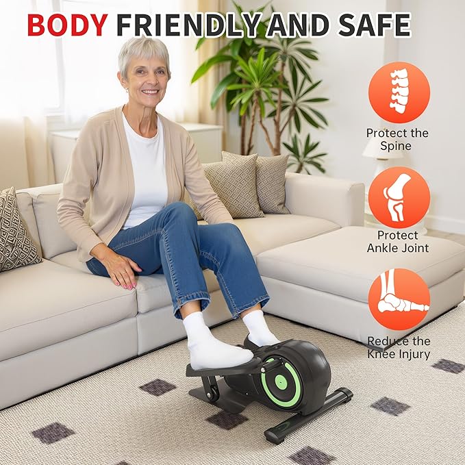 Under Desk Elliptical Machine, Ellipse Leg Exerciser as Seen on TV for Seniors, Pedal Exerciser Fully Assembled with 8 Resistance Levels, Portable Leg Exerciser for Home Office