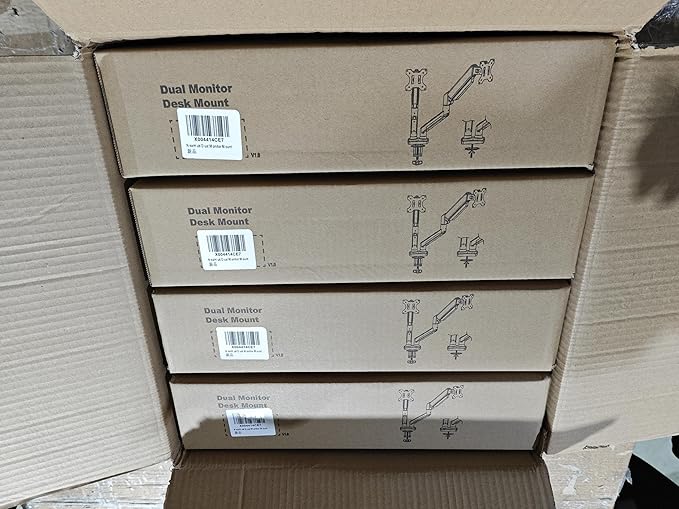 Dual Monitor Desk Mount for 13-32" Computer Screen,Adjustable Gas Spring Monitor Arm,Each Arm Holds 4.4 to 22 lbs,Swivel/Tilt/Rotation,VESA 75X75mm 100X100mm,C Clamp & Grommet Mounting Base