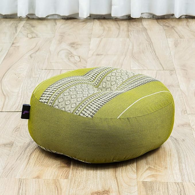 Leewadee Meditation Cushion Set – 1 Small Zafu Yoga Pillow and 1 Small Roll-Up Zabuton Mat Filled with Kapok