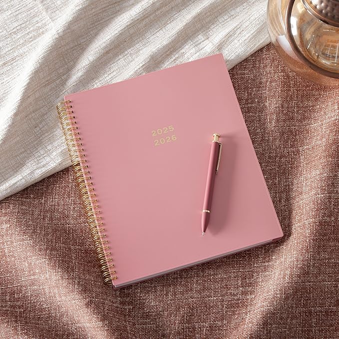 Blue Sky 17 Month 2025-2026 Weekly and Monthly Academic Year Planner Calendar, August 2025 - December 2026, 8.5" x 11", Flexible Cover, Wirebound, Laminated Tabs, Dusty Rose