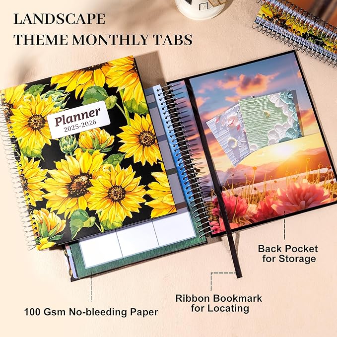 CAGIE Planner 2025-2026 for Women, Hourly Daily Planners July 2025-2026 Calendar Weekly and Monthly Large 25-26 Yearly Academic Agenda with Stickers Hardcover, 8.5 x 11