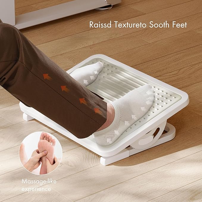 EUREKA ERGONOMIC Tilt Adjustable Footrest, Foot Rest for Under Desk at Work with Massage Surface, Office Foot Rest Under Desk with 20 Degree Tilt No Locking, Metal Frame