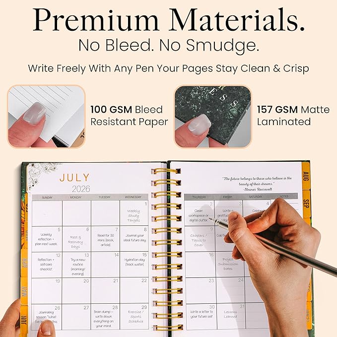 Agenda 2026-2027 Monthly Planner with Notes – JAN 2026- JAN 2027 Monthly Planner/Weekly Layout and Goal Setting Tabs for Students and Professionals, Soft Cover Organizer Notebook