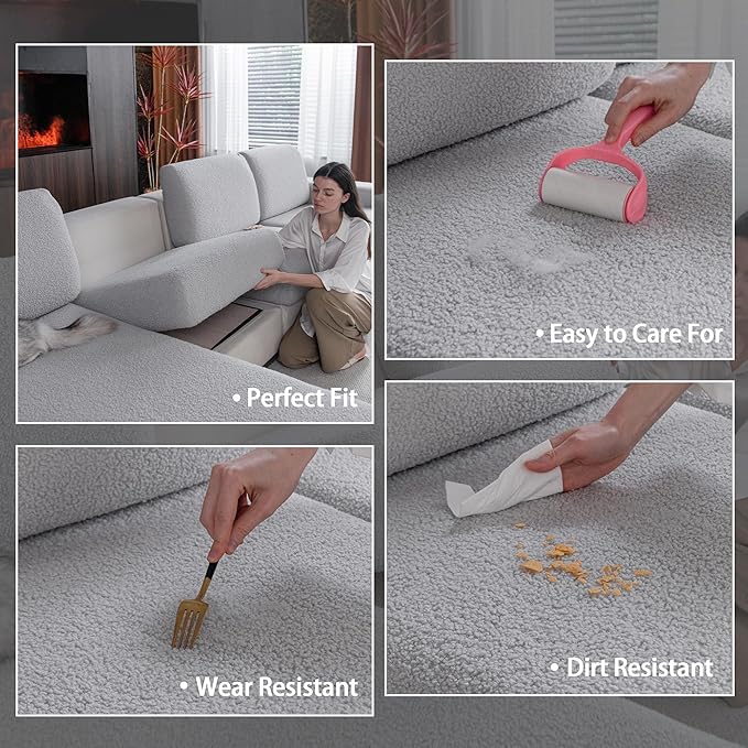 Couch Cushion Covers for Sectional Sofa, Stretch Soft Sofa Slipcovers Washable Wear-Resistant Universal Furniture Protector for Living Room(1 Piece Chair Cover, Light Gray)