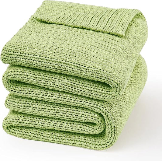 Guohaoi Knitted Weighted Blanket for Adults (Light Green 50"x75" 20lbs) No Beads Cooling Throw Blanket for Hot Sleepers, Home Decor Breathable Chunky Knit Heavy Blanket Use on Full Size Bed