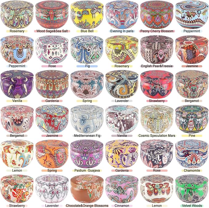 Scented Candles Gifts Set of 36 – 2.5oz Aromatherapy Travel Tin Candles, Relaxing Fragrances for Home, Spa, Gifts for Family, Friends, Teachers, Thank You Presents (Assorted Scents).