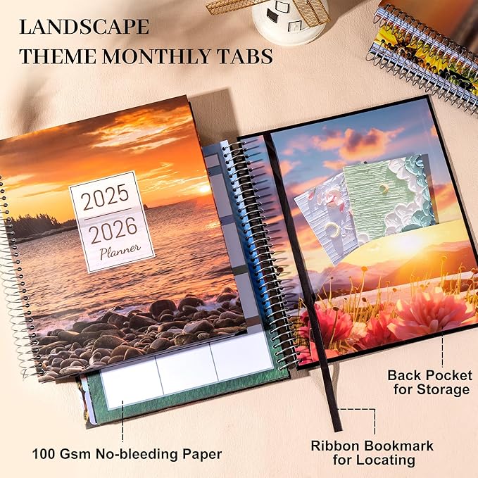 CAGIE 15 Month Planner Oct 2025-Dec 2026 Hourly Daily 2025-2026 Weekly Monthly Planners for Women 25-26 Day Hardcover Calendar Agenda with Stickers, 8.5 x 11