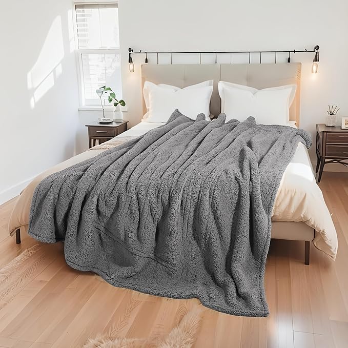 Electric Heated Blanket 6 Heating Settings & 10H Auto Off Full 72×84 Ultra-Soft Warm Machine Washable Home Office Light Gray