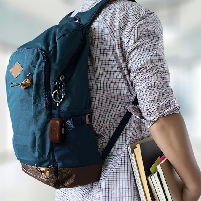 Dreem Om Case Cover with Keychain Clip Compatible with AirPods Pro 2/Pro, Protective One-Piece Hard Shell, Luxury Vegan Leather AirPod Pro Case 2nd/1st Generation with Separate Clip [Coffee]