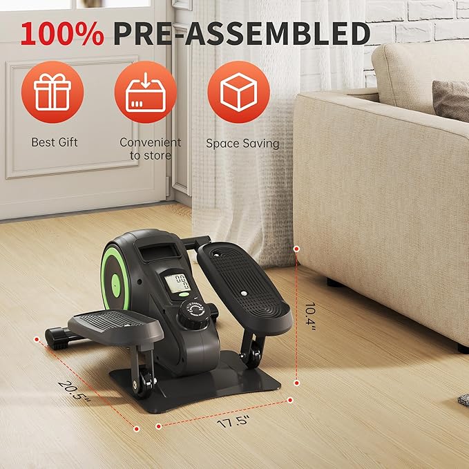 Under Desk Elliptical Machine, Ellipse Leg Exerciser as Seen on TV for Seniors, Pedal Exerciser Fully Assembled with 8 Resistance Levels, Portable Leg Exerciser for Home Office