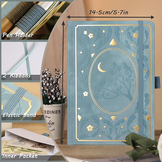 TIEFOSSI Bullet Dot Notebooks, A5 Hardcover Dot Journals for Writing Women, 160gsm Thick Paper, 190 Numbered Pages, for Planner Organization