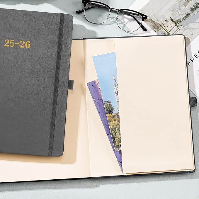2025-2026 Planner - Weekly Monthly Planner 2025-2026, 8.5"x11", Jul.2025 - Jun.2026, Leather Hardcover, 12 Monthly Tabs, Pen Loop, Elastic Closure, Pocket, Grey