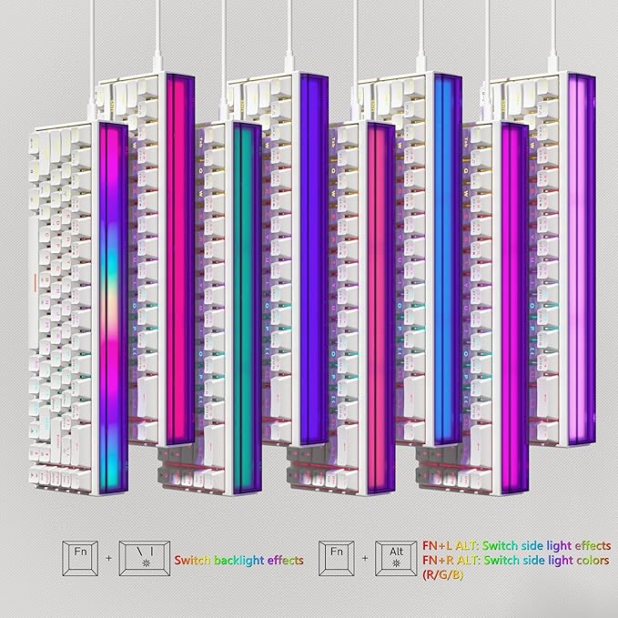 Womier 60% Percent Keyboard with Light Box, Wired Keyboard Gaming Mechanical with MCA Keycaps, OEM Profile, Programable, 64 Keys Hot Swap RGB Cream Key Board for PC Computer Win/MAC (WK68 PRO-White)