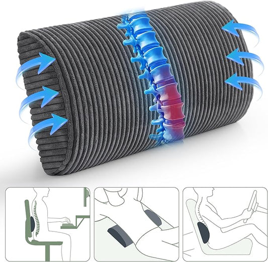 HIGOGOGO Lumbar Support Pillow for Recliner Chair/Accent Chair/Couch, Memory Foam Back Support Cushion for Elderly, Recliner Cushions for Back Rest, Pain Relief, Reading, Washable Cover, Dark Grey