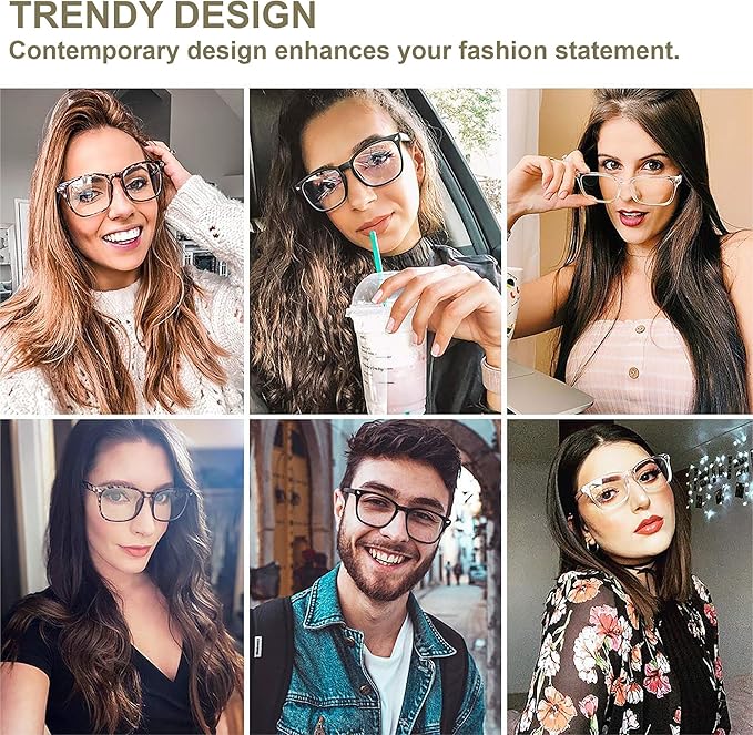 Blue Light Glasses for Woman Men | 99% Blue Light Blocking Glasses | Computer Glassess | Night Driving | Gaming | TV Phone Screen Reader Square Frame | Anti Eyestrain & UV Glare Protection