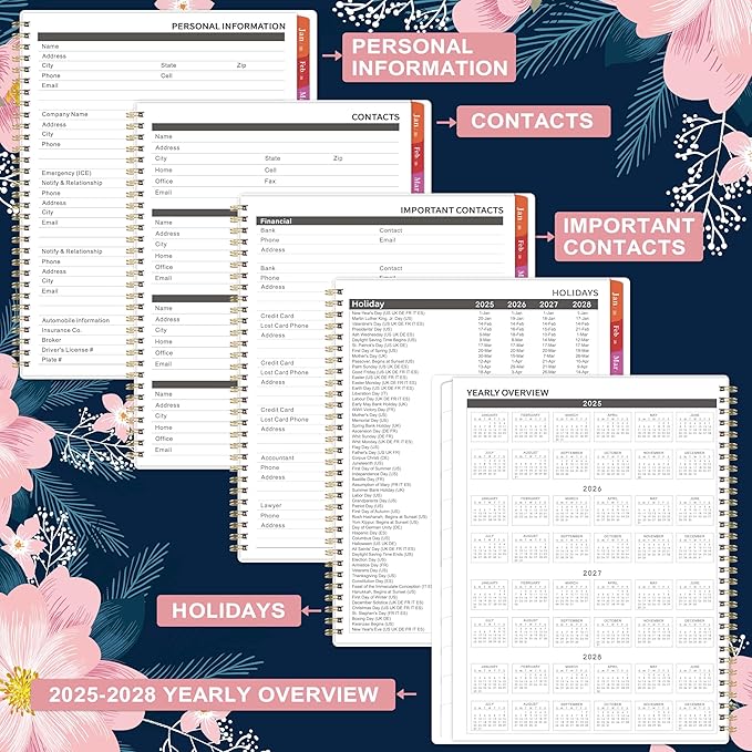 2025-2028 Monthly Planner - July 2025 - June 2028, 3 Year Monthly Planner, Monthly Calendar, 9" x 11", Notes Pages, Inner Pocket, 36 Monthly Tabs