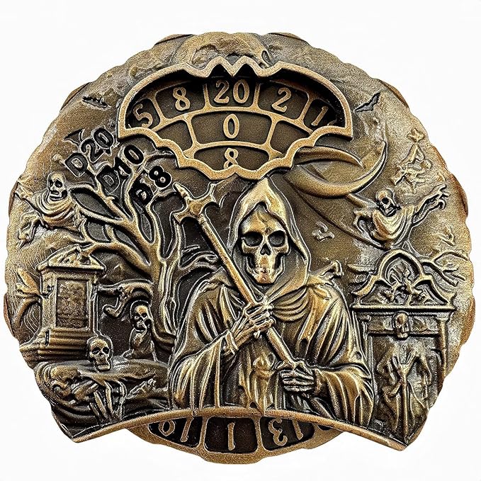 DND Spinner Dice Unique Roulette Dice, D4,D6, D8, D10, D12,D20,D% 7-in-1 Metal dice, for Dungeons and Dragons and Tabletop Games (Paleobronze- Spectre)