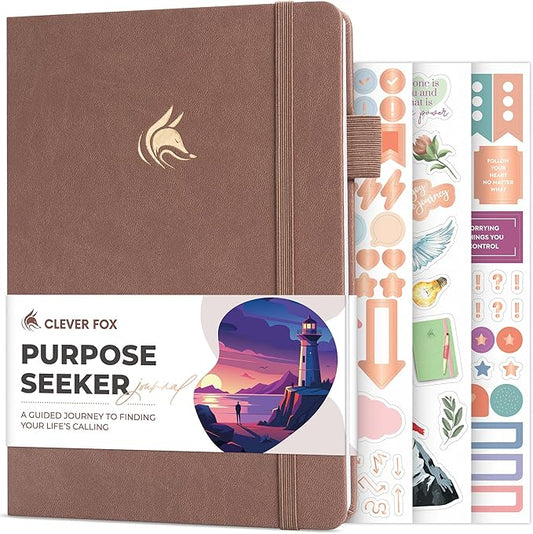 Clever Fox Purpose Seeker Journal – Guided Manifestation & Life Reflection Planner for Daily Self-Exploration, Goal-Setting & Gratitude (Dark Terracotta)